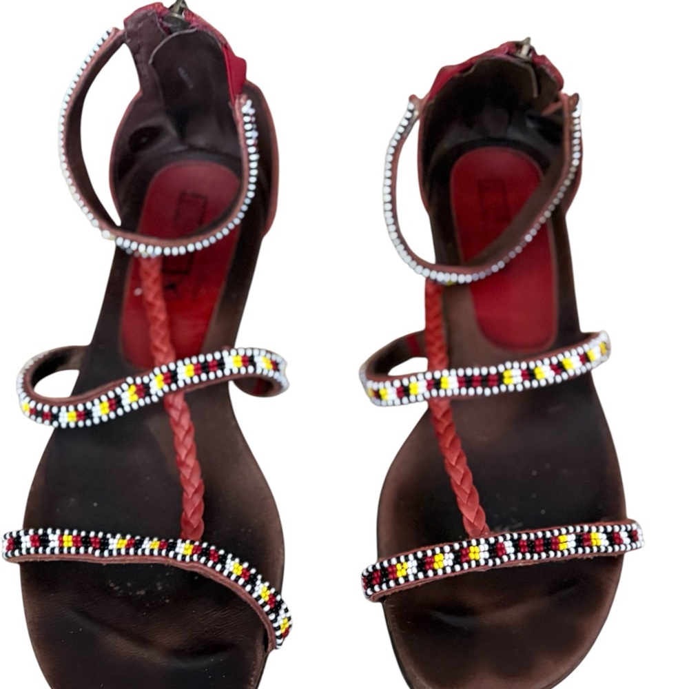 Pikolinos Alcudia Red beaded leather sandals 39/8 - Picture 10 of 10